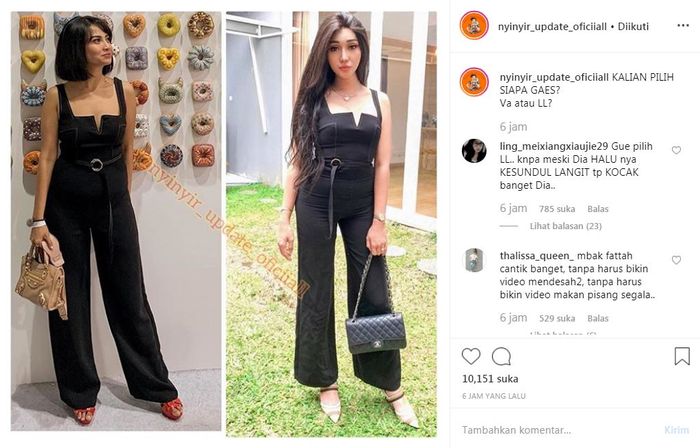 Vanessa Angel dan Lucinta Luna mengenakan pakaian yang sama