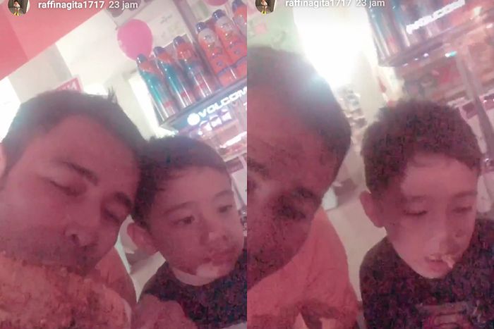 Raffi jajan di pinggir jalan bareng <a href='https://pontianak.tribunnews.com/tag/rafathar' title='Rafathar'>Rafathar</a>