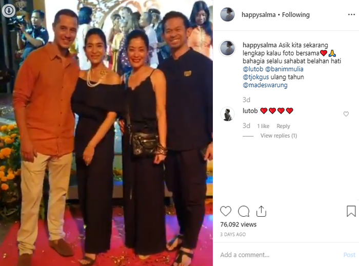 Happy Salma dan Lulu Tobing bersama pasangan masing-masing