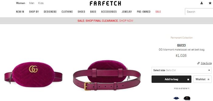 Gucci GG Marmont matelassé velvet belt bag