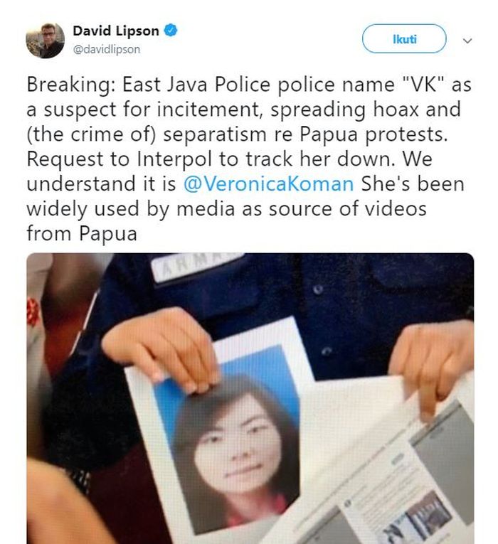 cuitan terkait nama Veronika yang menjadi tersangka
