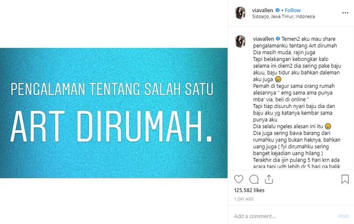 ART Via Vallen suka kenakan pakaian dalam miliknya. Ini risikonya.
instagram.com/viavallen