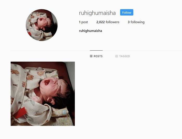 Akun IG putri kedua Muzammil yang telah meninggal dunia