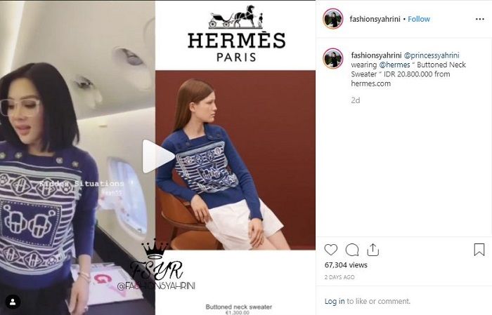 Kaos oblong Syahrini yang ternyata keluaran Hermes