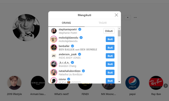 Jackson Wang kepergok follow akun Instagram Stephanie Poetri