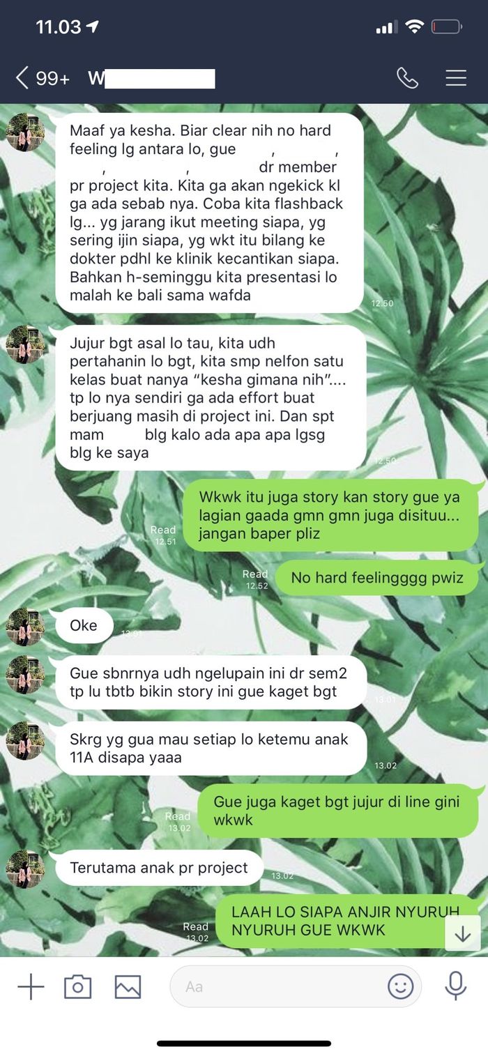 Isi chat Kesha Ratuliu dan teman kuliahnya (2).