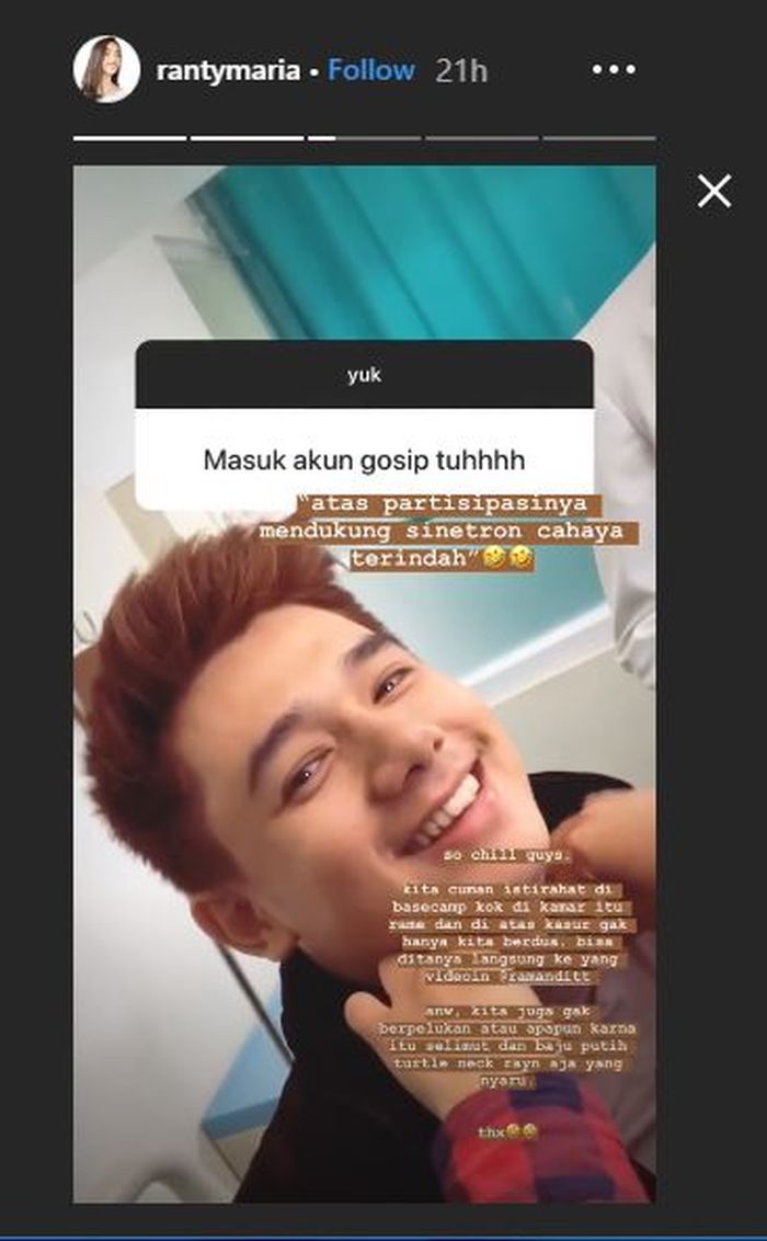 Unggahan Instagram Story Ranty Maria