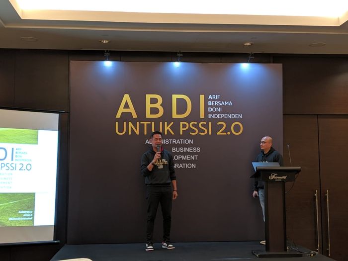 Deklarasi Arif Putra Wicaksono dan Doni Setiabudi sebagai Calon Ketua dan Wakil Ketua Umum PSSI di Hotel Fairmont, Jakarta, Senin (9/9/2019).