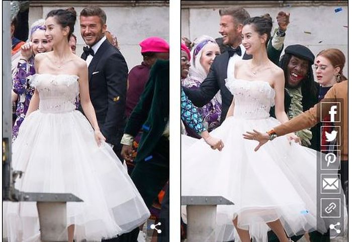 Syuting iklan yang menampilkan pesta pernikahan David Beckham dan Angelababy