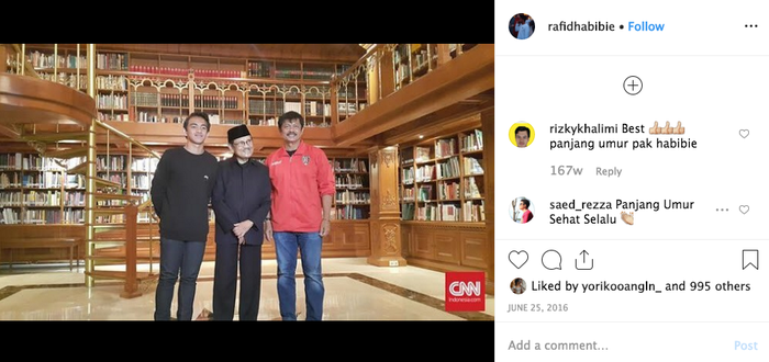 Rafid Habibie, B.J Habibie, dan Indra Sjafri (foto: instagram.com/rafidhabibie)