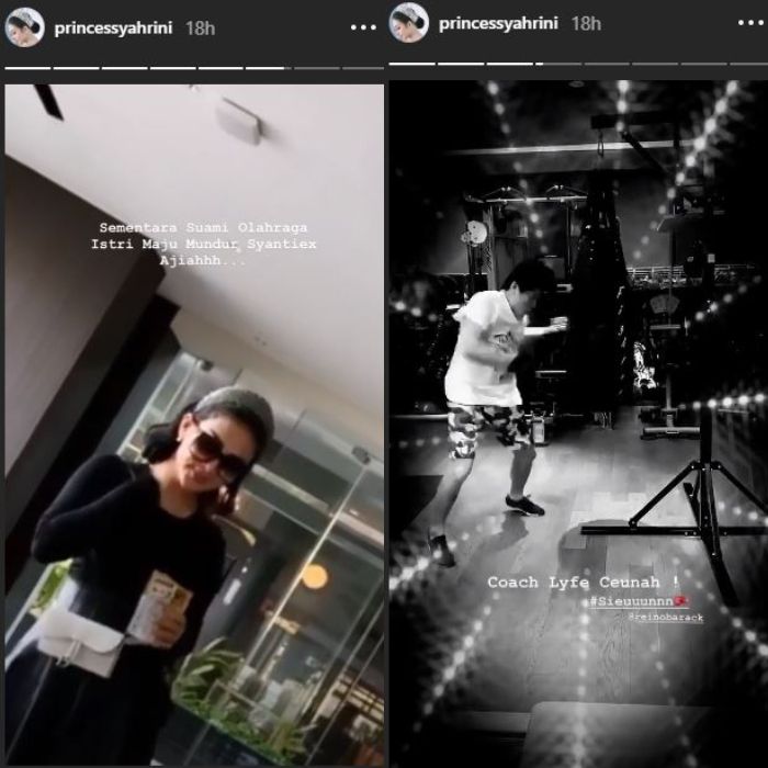 Syahrini yang sedang mendampingi sang suami, Reino Barack saat berolahraga