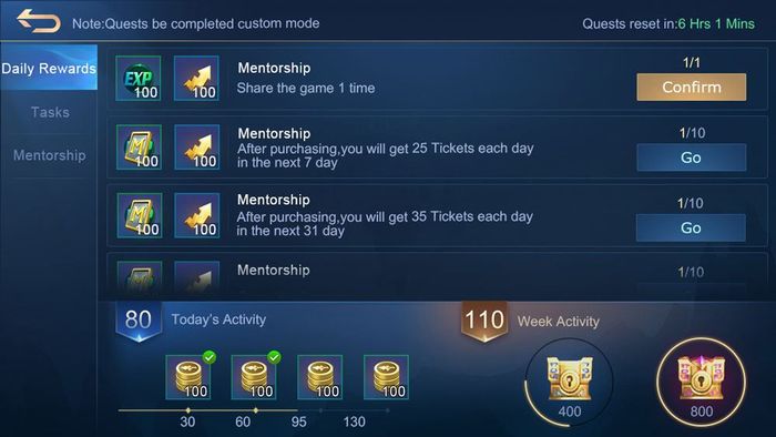 Hadiah harian di MLBB UI 2.0
