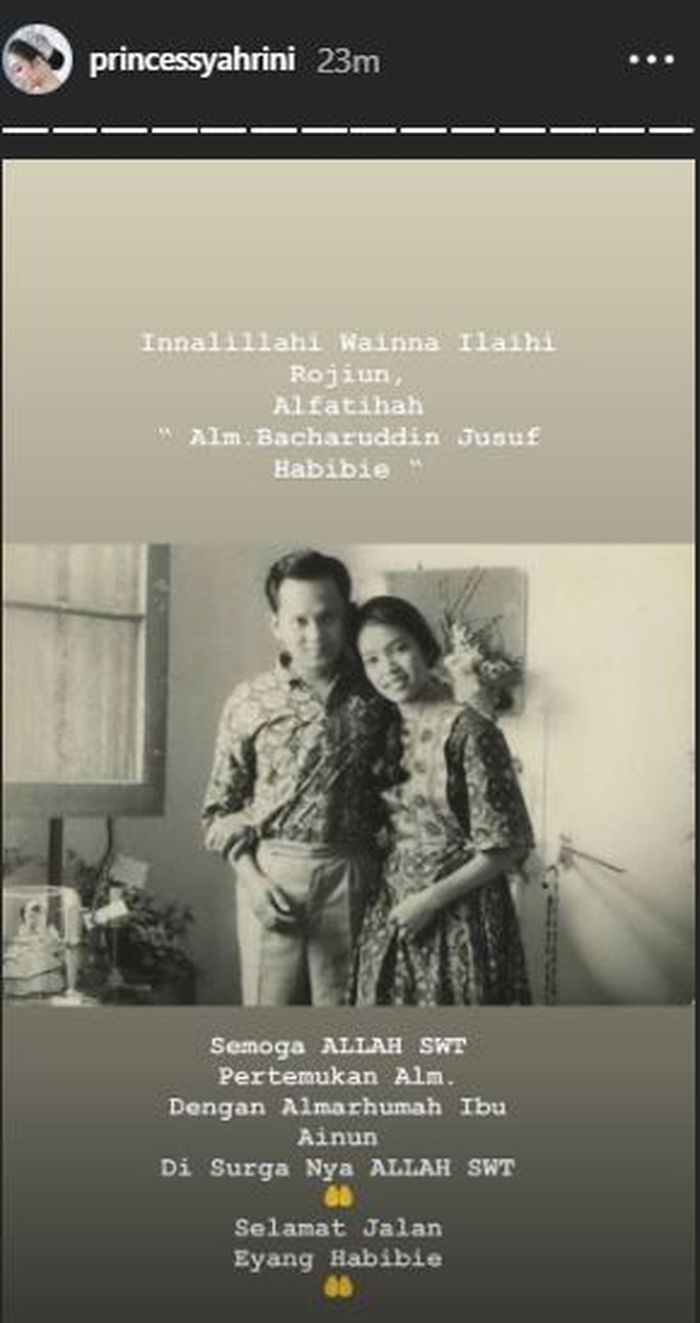 Ucapan duka Syahrini untuk BJ Habibie