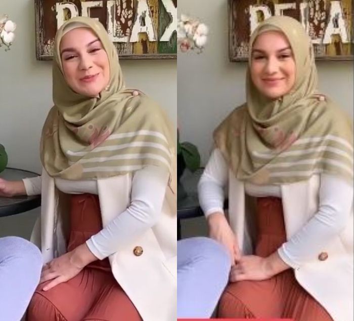 Penampilan anggun dan cantik Irish Bella istri Ammar Zoni yang diketahui telah mantap berhijab