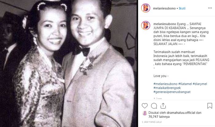 Melanie Subono mengaku ikhlas melepas sang kakek