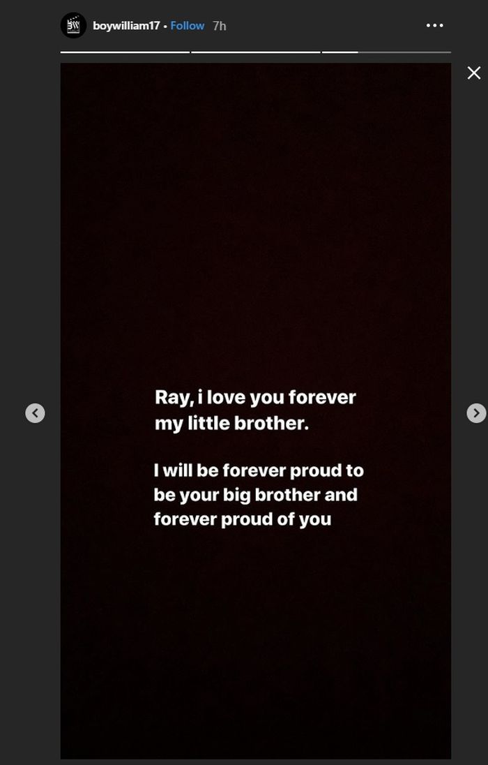 instagram/boywilliam17
Pesan haru Boy William untuk adik tercinta.