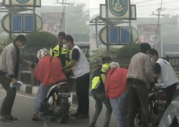Ibu-ibu hampir pingsan karena sesak napas.