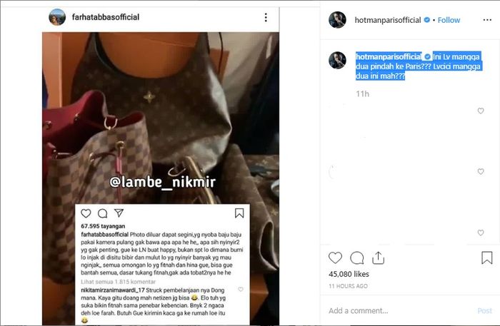 Komentar Hotman Paris untuk Farhat Abbas yang pamer beli tas mewah di Eropa
