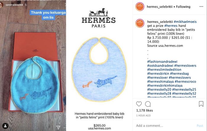 Baby bib milik Mika, putra kedua Sandra Dewi