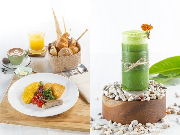 Continental Breakfast (left) and The Green (right), signature menu of Pullman Ciawi