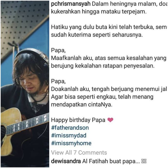 Ucapan dari anak Chrisye
