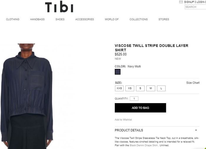 Tibi Viscose Twill Stripe Double-layer Shirt
