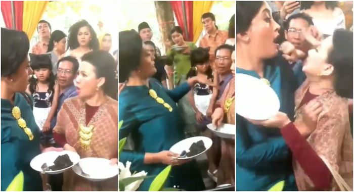 Emak-emak ribut gara-gara rebutan daging rendang