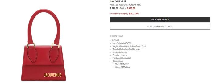 Harga tas Small Le Chequita Leather Bag dari brand Jacquemus