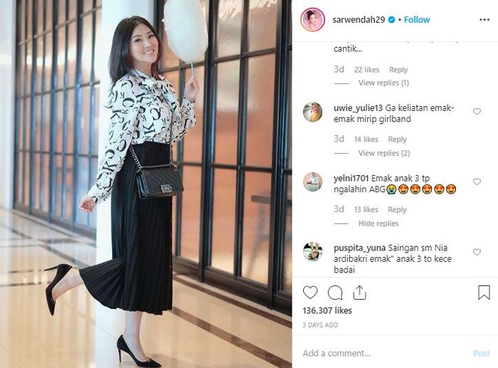 Komentar netizen dalam postingan Sarwendah