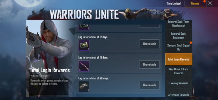 Event total login reward, PUBG Mobile