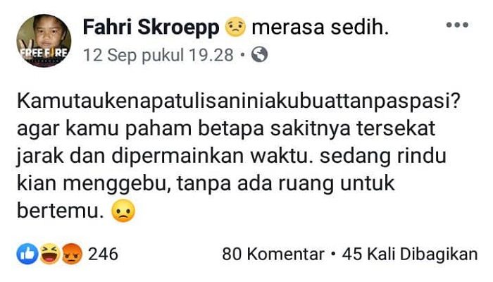 Postingan romantis ala Fahri Skroepp