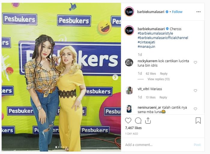 Barbie Kumalasari dan Lucinta Luna foto bareng.