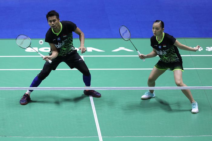 Pasangan ganda campuran Indonesia, Tontowi Ahmad/Winny Oktavina Kandow pada babak perempat final China Open 2019, Jumat (20/9/2019)