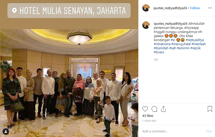 Beredar foto pertemuan keluarga besar dari Citra Kirana dan Rezky Aditya