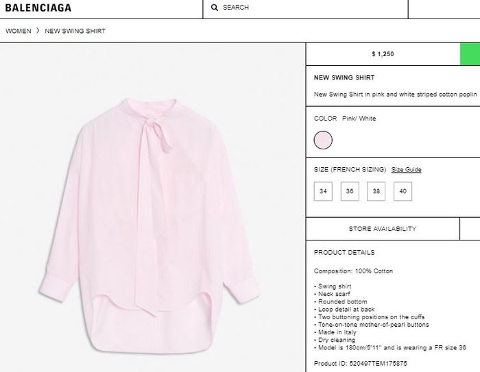 Balenciaga New Swing Shirt in Pink and White Striped Cotton Poplin