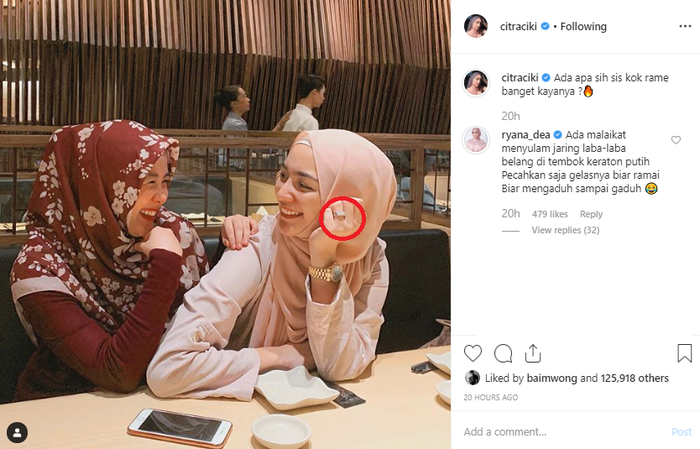 Cincin di jari manis <a href='https://pontianak.tribunnews.com/tag/citra-kirana' title='Citra Kirana'>Citra Kirana</a> curi perhatian