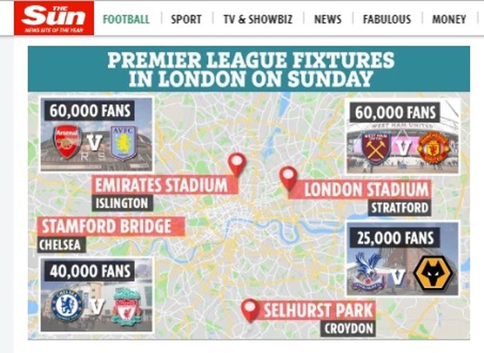 Perkiraan penonton yang akan memadati wilayah London, pada Minggu (22/9/2019).