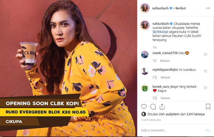 Nafa Urbach saat mempromosikan bisnisnya