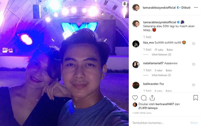 Postingan Tamara Blesynski bersama seorang pria