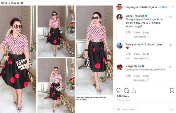Komentar netizen dan rekan artis dalam postingan Mayangsari