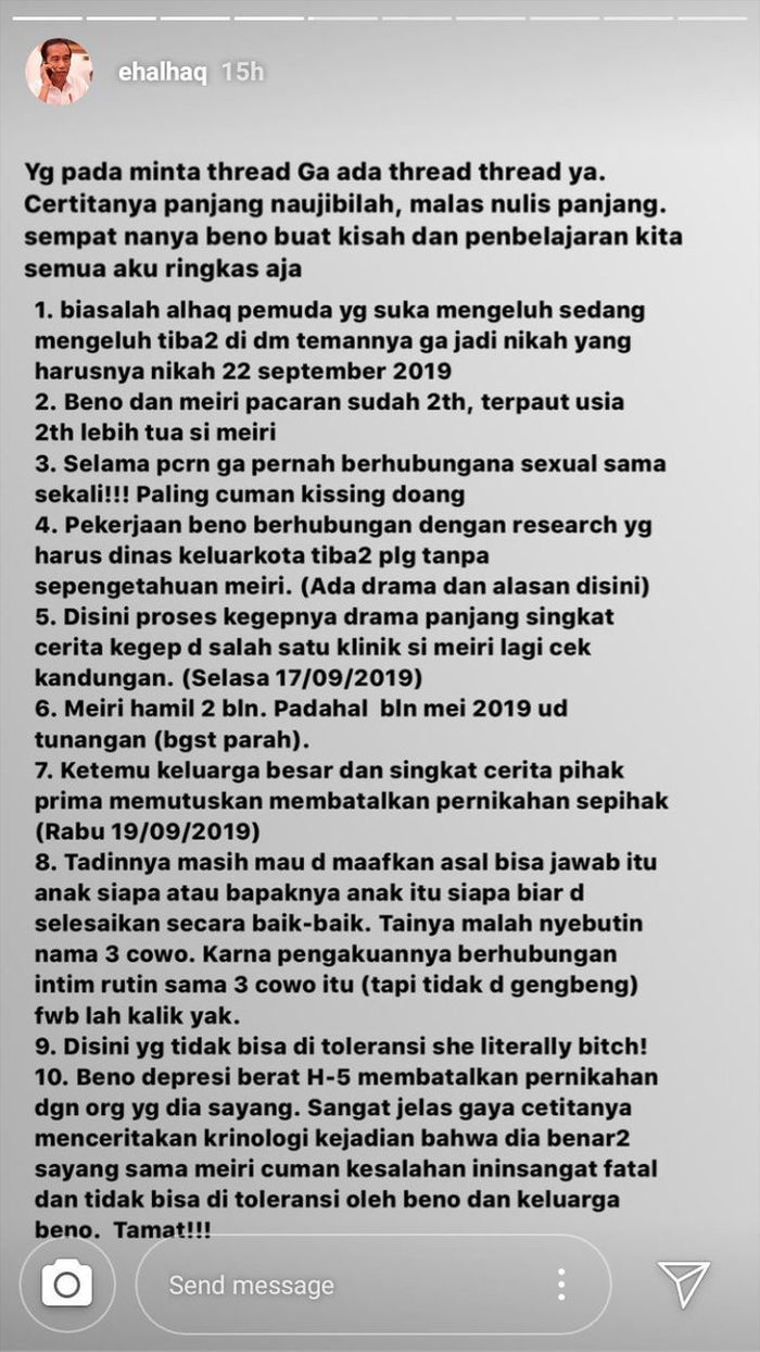 Kronologi kisah batal nikah yang dialami pria berinisial beno