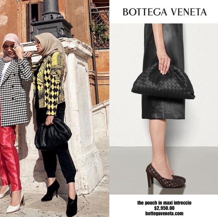 Tajir Abis! Olla Ramlan Pakai Tas Mewah Mirip Anyaman Seharga Puluhan Juta Saat di Roma - Bottega Veneta The Pouch in Maxi Interccio milik Olla Ramlan