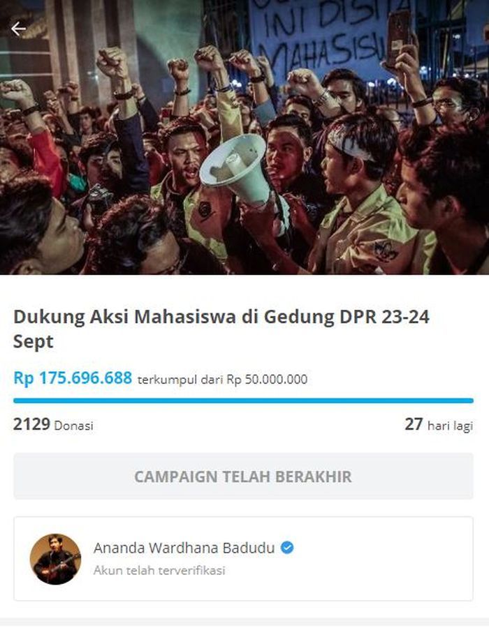 Dana yang sudah terkumpul