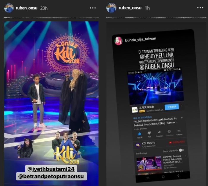 Duet Betrand Peto dan Iyeth Bustami trending di Taiwan.