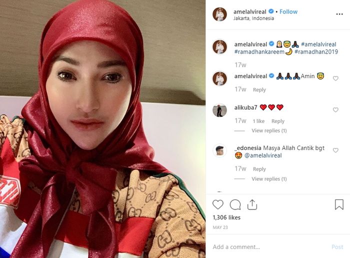 Unggahan Amel Alvi di Instagram