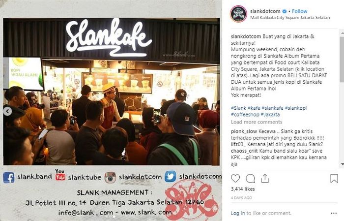 Management Slank yang baru saja membuka usaha baru 