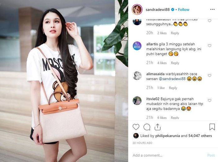 Komentar netizen pada postingan Sandra Dewi