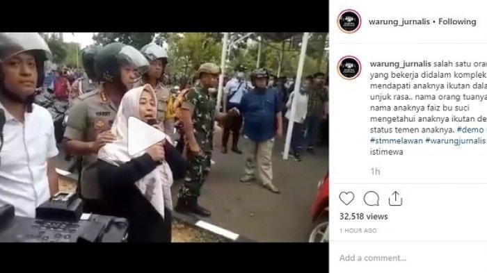 Viral, seorang ibu pegawai DPR menangis meminta putranya yang ikut demo untuk pulang 