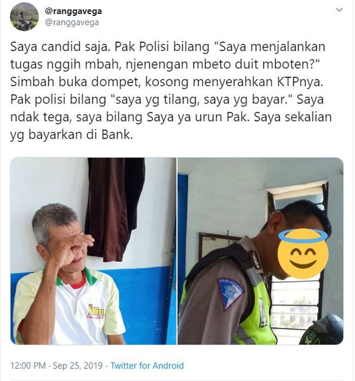 Viral Kisah Haru Seorang Polisi Bayari Denda Tilang