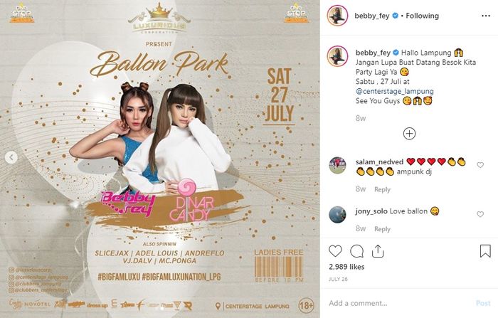 Poster Bebby Fey dijadwalkan mengisi sebuah acara